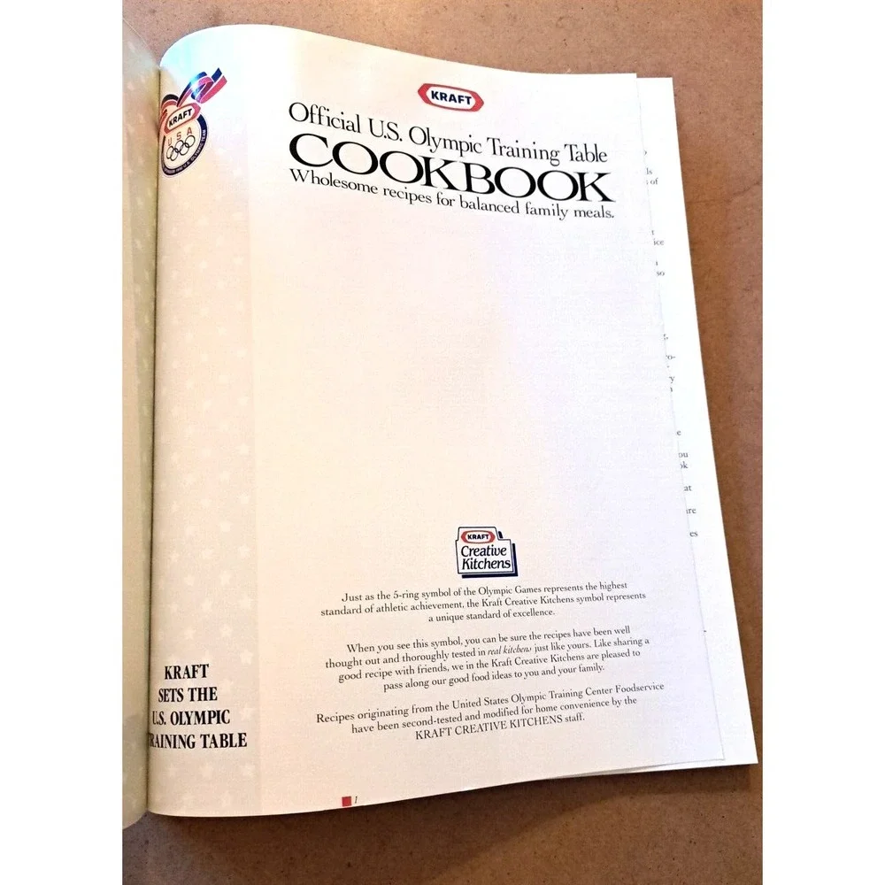 Vintage 1992 Kraft Foods Official U.S. Olympic Training Table Cookbook USA